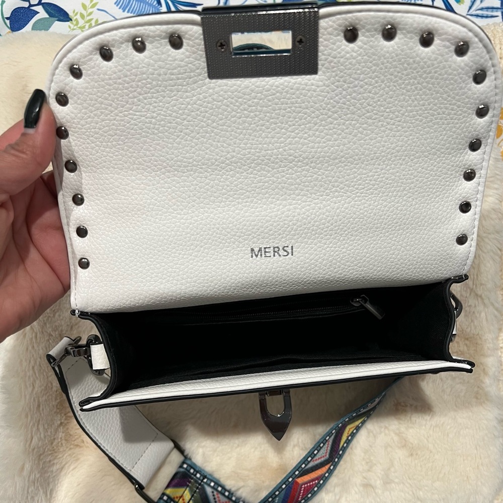 Mersi White Studded Crossbody Bag